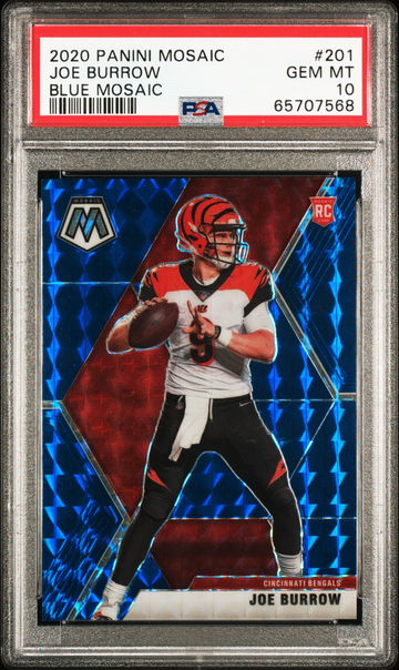 2020 Panini Blue Mosaic Prizm #201 Joe Burrow RC Rookie 28/99 PSA 10