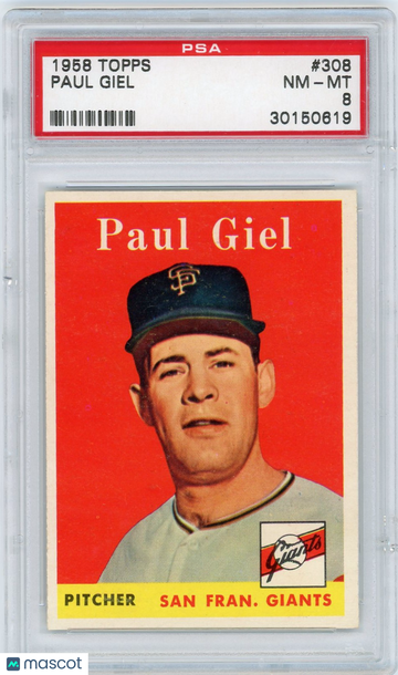 1958 Topps Paul Giel #308 PSA 8