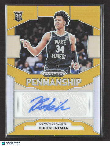 2024 Panini Prizm Draft Picks Penmanship Bobi Klintman #P-BBK Gold /10 RC