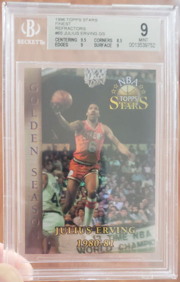 Julius DR J Erving 1996 Topps Stars Finest Refractor BGS 9