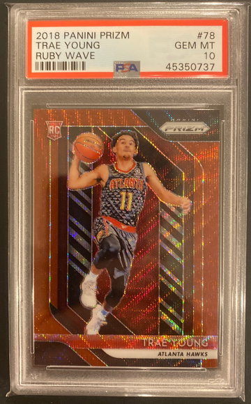 Trae Young Prizm Ruby Wave PSA 10