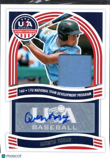 2024 Panini Stars & Stripes USA Baseball Quentin Young #NTS-QY 16U/17U National Team Signatures Materials PE AU MEM