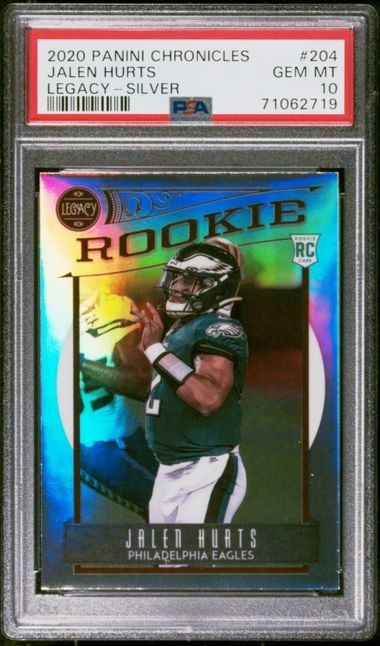 2020 Panini Chronicles Legacy Jalen Hurts Silver Prizm PSA 10 GEM MT Eagles
