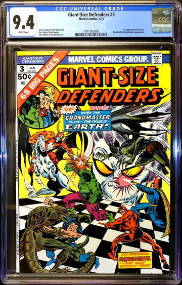 1975 GIANT SIZE DEFENDERS #3 🔥 1st Appearance KORVAC 🔥 CGC 9.4 - WHITE Pages