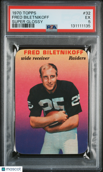 1970 Topps Super Glossy Football Fred Biletnikoff #32 PSA 5