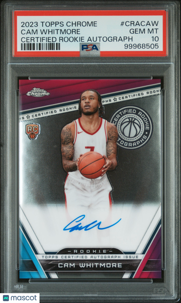 2023 Topps Chrome Certified Rookie Autographs Cam Whitmore #CRACAW PSA 10