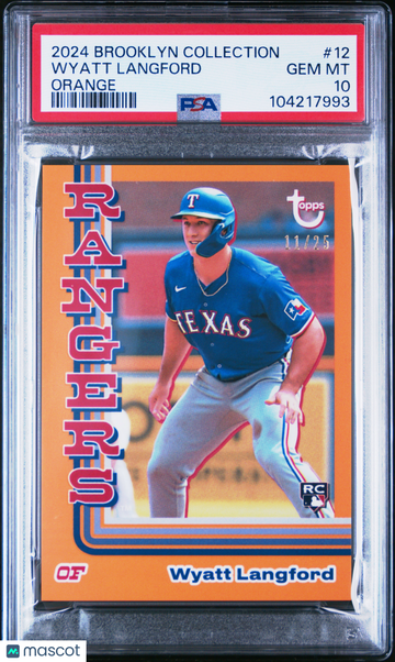 2024 Topps Brooklyn Collection Wyatt Langford #12 Orange /25 PSA 10