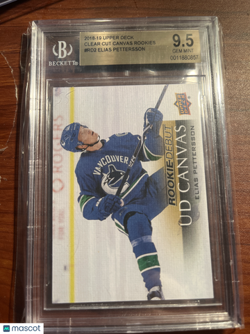2018-19 Upper Deck Clear Cut Canvas Rookies Elias Pettersson #RD2 Rookie BGS 9.5