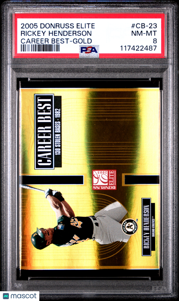 2005 Donruss Elite Career Best Rickey Henderson #CB-23 Gold PSA 8