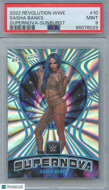 2022 Panini Revolution WWE Sasha Banks #10 Sunburst Parallel/Variety Insert PSA 9