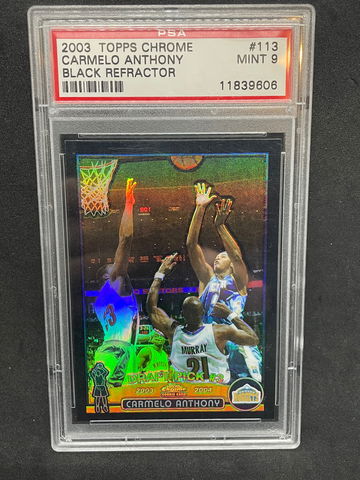 2003 Topps Chrome Carmelo Anthony Black Refractor Rookie /500 PSA 9