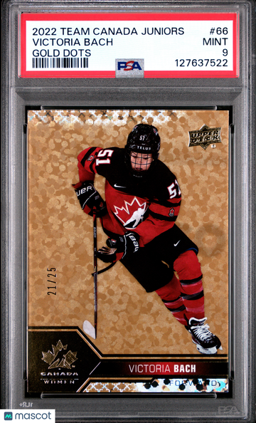2022 Upper Deck Team Canada Juniors Victoria Bach #66 Gold Dots /25 PSA 9