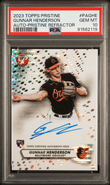 2023 Topps Pristine Autographs Pristine Refractors Gunnar Henderson #PAGHE /99 PSA 10