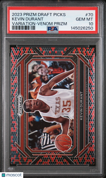 2023 Panini Prizm Draft Picks Kevin Durant #70 Variation Venom Short Print Parallel/Variety Rookie PSA 10