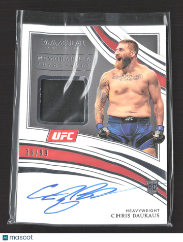 2022 Panini Immaculate Collection UFC Chris Daukaus #110 Patch 36/99 RC Memorabilia Auto