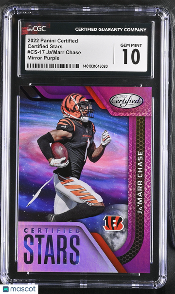 2022 Panini Certified Ja'Marr Chase #CS-17 Mirror Purple Parallel/Variety Insert CGC 10