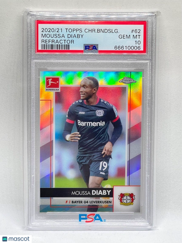 2020 Topps Chrome Bundesliga Moussa Diaby #62 Refractor PSA 10