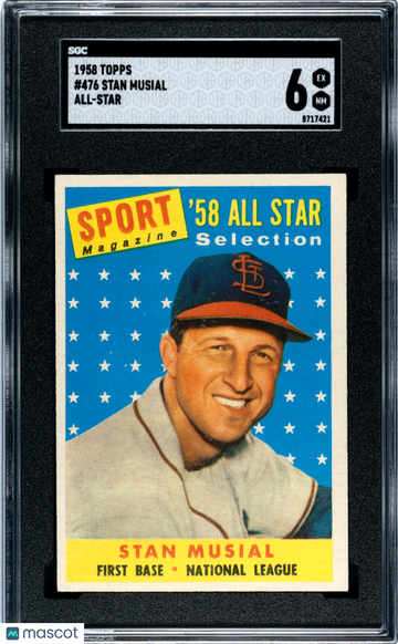 1958 Topps Stan Musial #476 All Star SGC 6