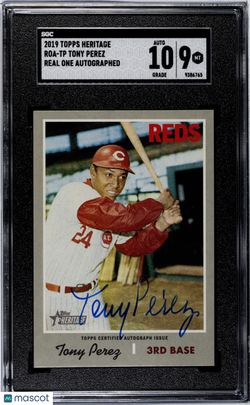 2019 Topps Heritage Tony Perez #ROA-TP Real One Autograph SGC 9 Auto 10