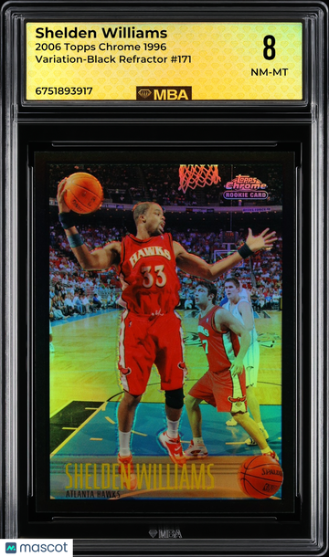 2006 Topps Chrome Shelden Williams #171 1996 Variation-Black Refractor MBA 8