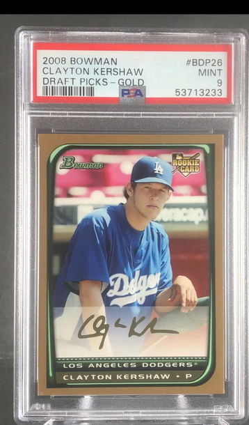 2008 Bowman Draft Picks Gold CLAYTON KERSHAW Rookie RC #BDP26 PSA 9 Mint💎📈🔥