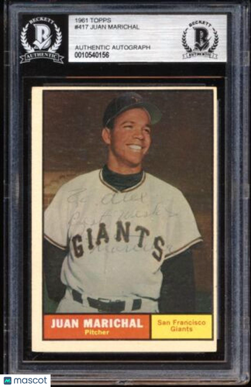 1961 Topps Juan Marichal #417 Autographed Auto BGS A Auto AUTH