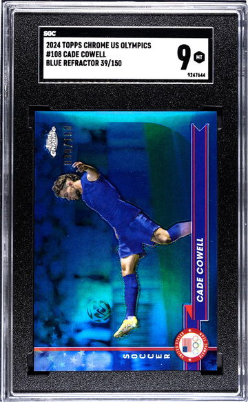 2024 Topps Chrome US Olympics Blue Refractor Cade Cowell #108 /150 SGC 9