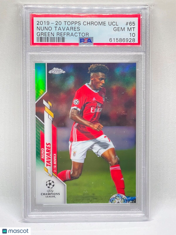 2019 Topps Chrome UEFA Champions League Nuno Tavares #65 Green Refractor PSA 10
