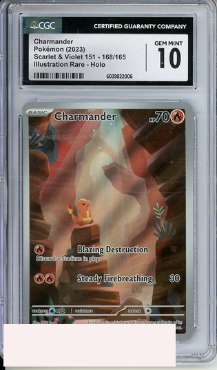 2023 POKEMON SCARLET VIOLET 151 CHARMANDER#168 ILLUS RARE HOLO CGC 10