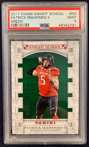 2017 Panini Knight School Patrick Mahomes Green # PM #/399 PSA 9 MINT