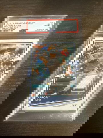 2020 Donruss MATERIALS Aaron Judge w/PINSTRIPE PLAYER USED #DM-AJ PSA 9 POP 1!!!