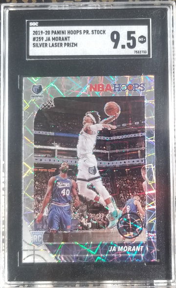 2019-20 Hoops Premium Stock JA MORANT Rookie "Silver Laser Prizm" SGC 9.5 Mint 📈🔥