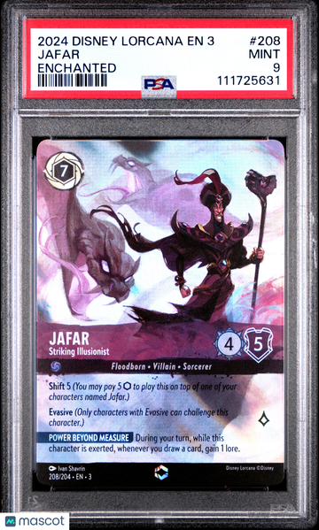 2024 Disney Lorcana EN 3-Into The Inklands Jafar Enchanted PSA 9 #208