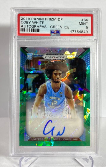 2019 Prizm Coby White Green Ice Rookie Auto /18 PSA 9