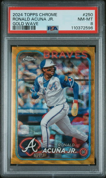 2024 Topps Chrome Gold Wave Ronald Acuna Jr. #250 /50 PSA 8