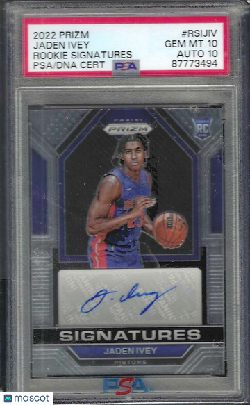 2022 Panini Prizm Rookie Signatures Jaden Ivey #RSIJIV PSA 10 Auto 10