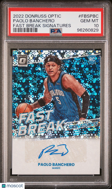 2022 Panini Donruss Optic Fast Break Signatures Paolo Banchero #FBSPBC Fast Break Signatures PSA 10