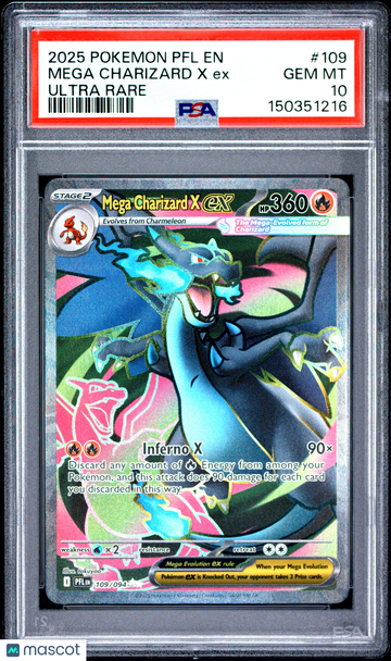 2025 Pokemon PFL EN-Phantasmal Flames Mega Charizard X EX #109 PSA 10
