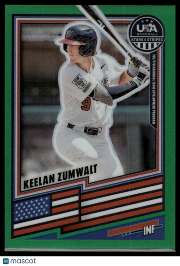 2026 Panini Stars & Stripes Prizm USA Baseball Keelan Zumwalt #193 Green