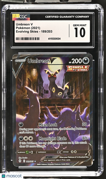 2021 Pokemon Evolving Skies Umbreon V Holo Ultra Rare Ultra Rare CGC 10 #189/203