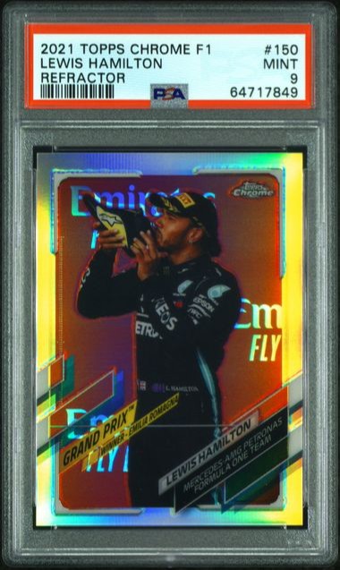 2021 TOPPS CHROME FORMULA 1 F1 LEWIS HAMILTON REFRACTOR #150 PSA 9 MINT