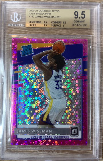 2020-2021 Donruss Optic James Wiseman Rated Rookie Pink Fast Break #/20 SSP Rookie BGS 9.5 GEM MINT 