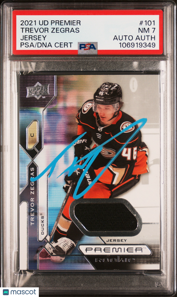 2021 Upper Deck Premier Trevor Zegras #101 Jersey PSA 7 Auto A