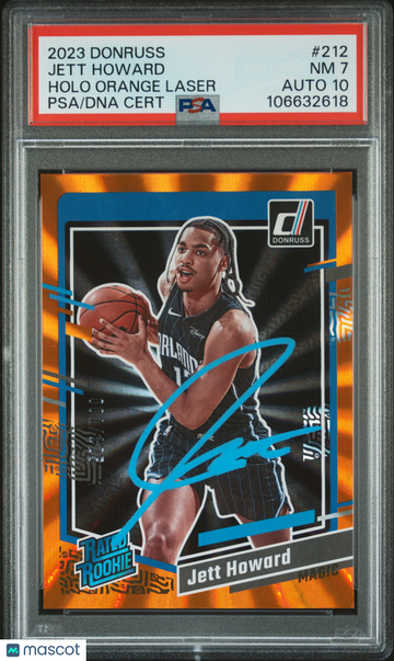 2023 Panini Donruss Jett Howard #212 Holo Orange Laser PSA 7 Auto 10
