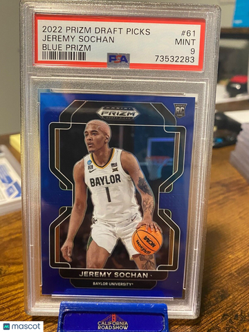 2022 Panini Prizm Jeremy Sochan #61 Blue Prizm Parallel/Variety Rookie PSA 9