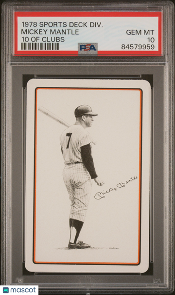 1978 Sports Deck Divison Mickey Mantle PSA 10 - Yankees - HOF - Ten of Clubs