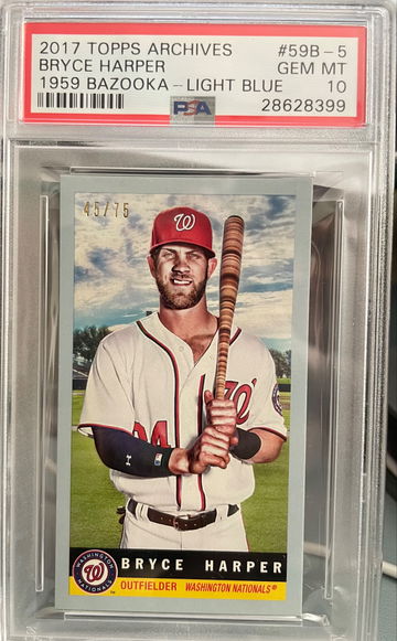 2017 Topps Archives Bryce Harper 1959 Bazooka Light Blue /75