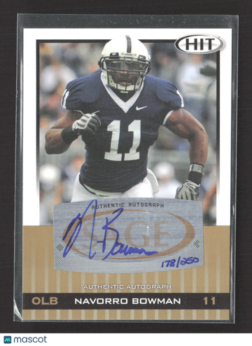 2010 SAGE HIT NaVorro Bowman #A59 /250 Authentic Autograph