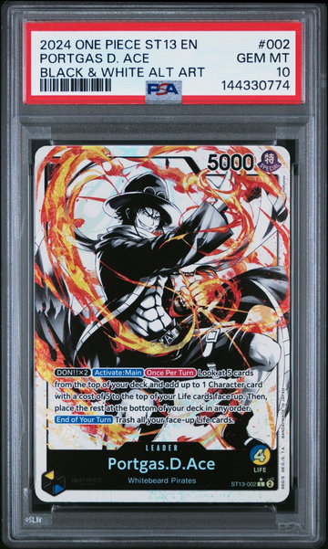 2024 One Piece Ultra Deck-The Three Brothers St13-Black & White Alt.Art Portgas D. Ace #2 PSA 10