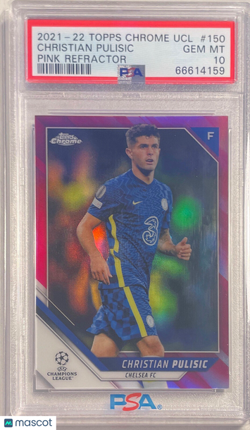 2021 Topps Chrome UEFA Champions League Christian Pulisic #150 Pink Refractor PSA 10